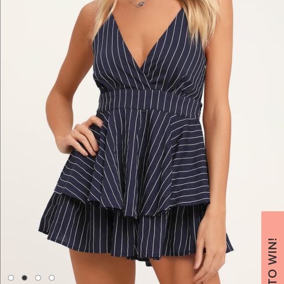 Lulu’s Blue Striped Romper - Picture 1 of 4